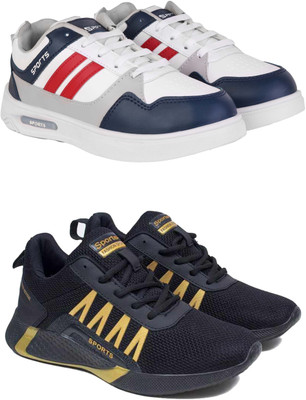 Pennen PENNEN Men's Lightweight Sports & Casual Shoes Combo Pack 2 Casuals For Men(Black, White , 7)