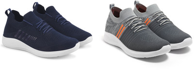 Face Stylish Sports Shoes for Men – Ideal for Running, Gym & Training Sneakers For Men(Blue, Grey, Orange , 9)