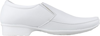 HIKBI Leather White Formal Shoes Premium Quality|Officewear|Rich Look|Comfortable Slip On For Men(White)