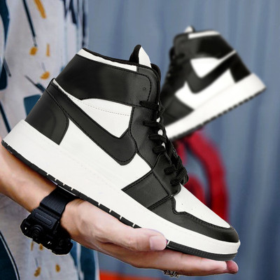 azalya Men High-Top Sneakers | Trendy & Comfortable Casual Footwear High Tops For Men(Black , 6)