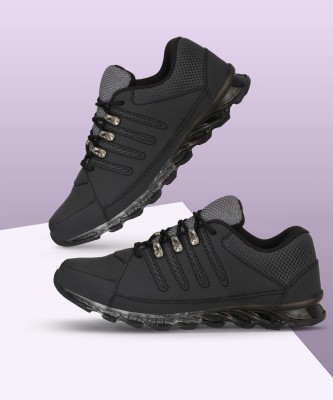 Wave Walk Stylish Walking Shoes For Men(Black, Grey)