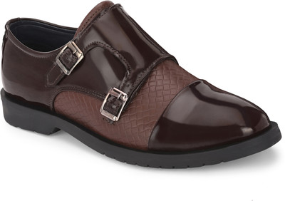 John Karsun Formal Shoes Monk Strap For Men(Brown , 7)
