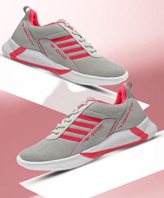 asian Running Shoes For Women(Grey, Pink , 5)