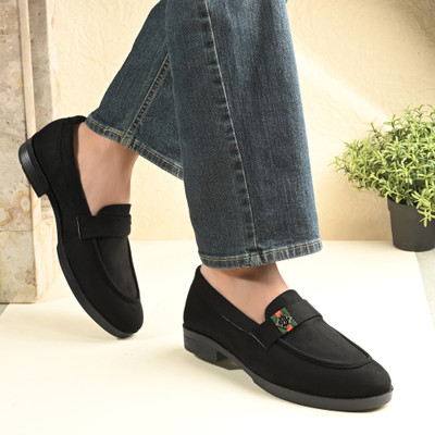 frento Men's Comfortable Lightweight Fashionable trendy Loafers For Men(Black , 9)