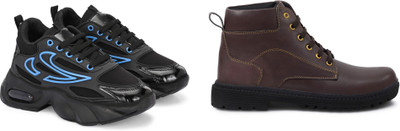 DARTKICK s Synthetic leather Shoes | Office & Party Wear Lace‑Up Design Casuals For Men(Blue, Brown , 7)