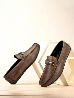 NXTKICK Stylish Comfortable with Soft Cushioned Insole Hand-Stitched Design for Trendy Loafers For Men(Brown , 10)