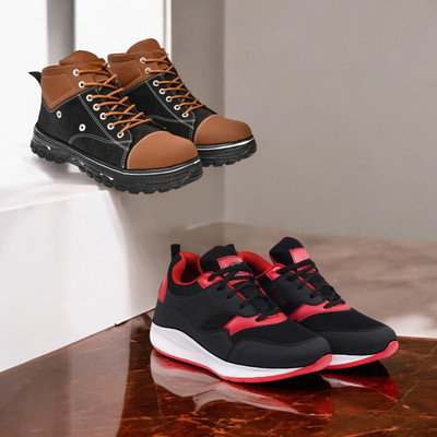 KRITON Trendy & Durable Men’s Boots – Perfect for Everyday Wear Boots For Men(Brown, Red , 7)