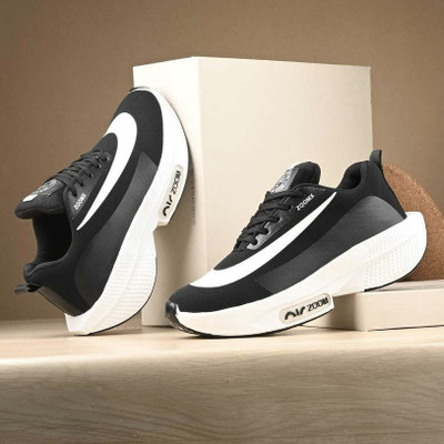 Glidefit Running Shoes For Men(Black, White , 9)