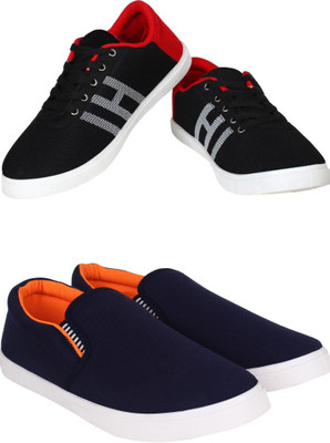Free Kicks Combo Of 2 Shoes FK-MCW-145 & FK-Fitman Sneakers For Men(Blue, Orange , 7)