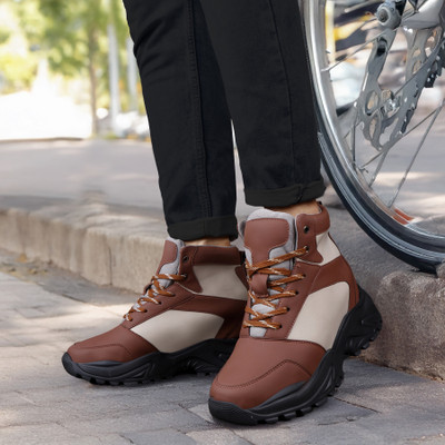 YUVRATO BAXI Men's 9 Cm Hidden Height Increasing Brown Casual Sneaker Laceup Outdoor Shoes Walking Shoes For Men(Brown , 8)