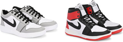 DARTKICK Versatile Casual Shoes for Men – Smart, Sleek & Comfortable Casuals For Men(Grey, Red, Black , 9)