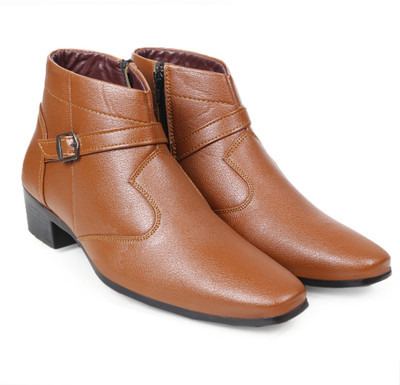 YUVRATO BAXI Men's Formal Party Wear Slip-on Boot Slip On For Men(Tan , 5)