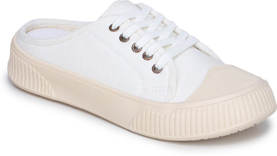 TRASE TRASE Backless Casual Sneakers for Women, Mule Slip-On Shoes Sneakers For Women(White , 7)