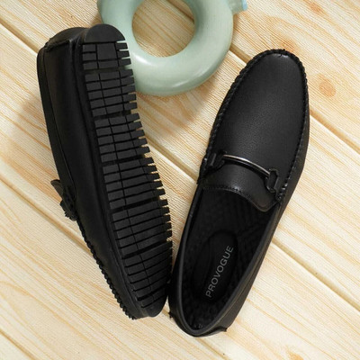 PROVOGUE Provogue Men’s Synthetic Leather Loafers | AirMix Sole Party Wear Casual Shoes Loafers For Men(Black , 6)