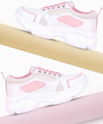 BELLA TOES Sneakers For Women(White, Pink , 3)