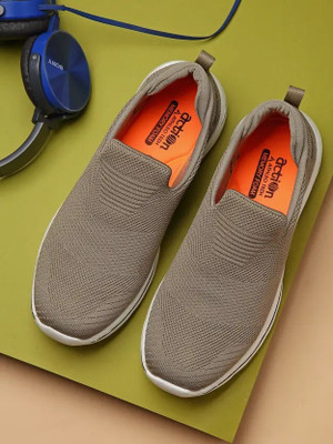 action Athleo ATG 487 Comfortable Lightweight Breathable Sports Slip On Running Shoes For Men(Beige , 6)