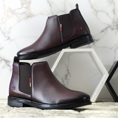 DEUSON Chelsea Boot Premium Quality Synthetic Vegan Leather & Light Weight Shoes, Boots For Men(Brown , 6)