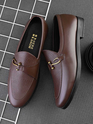 HERE&NOW HERE&NOW Brown Buckle formal shoes Party Wear For Men(Brown , 6)