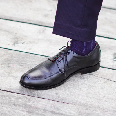 MATR LIFESTYLE MATR Red Series Men’s Black Leather Apron Toe Derby Shoes Derby For Men(Black , 7)