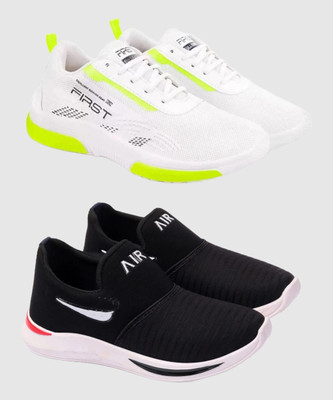 HOTSTYLE Combo Pack Of 2 Walking Shoes For Men(Black, White , 7)