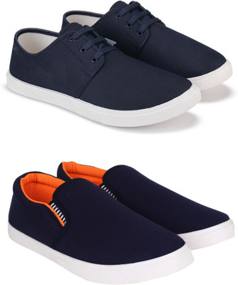Free Kicks Combo Of 2 Shoes FK-201 & FK-Fitman Sneakers For Men(Blue, Orange , 9)