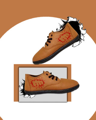 Kenamin Stylish Casual Shoes for Men and kids Casuals For Men(Tan, Red , 7)
