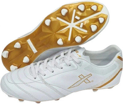 VECTOR X VECTOR X Blaze 2.0 Soccer Studs Synthetic Leather Upper Material With TPU Sole Football Shoes For Men(White, Gold , 5)