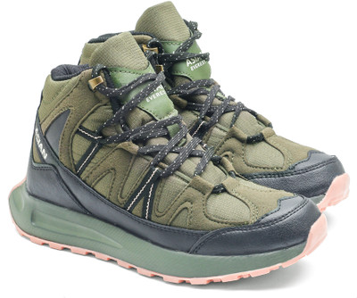 asian Everest W-21 Women’s Trekking Shoes | All Terrain Grip with Comfort & Hike Outdoors For Women(Olive, Black , 5)