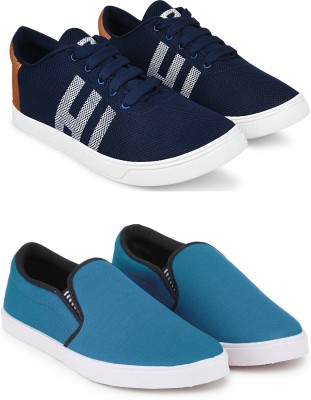 Free Kicks Combo Of 2 Shoes FK-MCW-145 & FK-Fitman Sneakers For Men(Blue , 9)