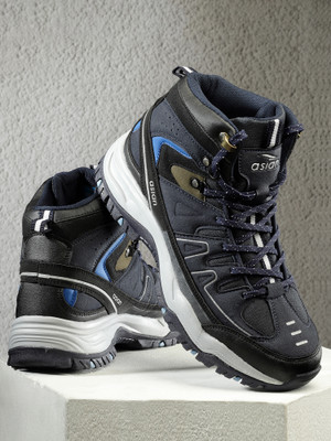 asian Hiking/Snow boots for men for outdoor Trekking - Water Resistant Boots Outdoors For Men(Navy, Blue , 10)
