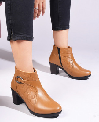 TRYME Boots For Women(Tan , 6)