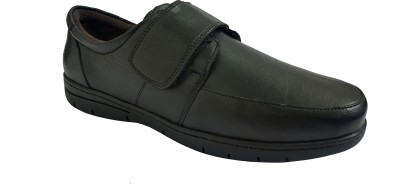 STEWART PAUL Black Leather Shoe Monk Strap For Men(Black , 10)