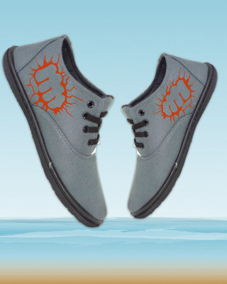 Kenamin Stylish Casual Shoes for Men and kids Casuals For Men(Grey, Orange , 7)