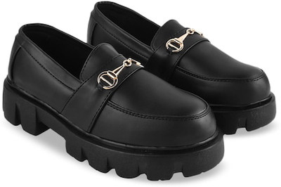 KILLER Smart Casual Buckle Detailed Loafers for Women & Girls Loafers For Women Loafers For Women(Black , 6)