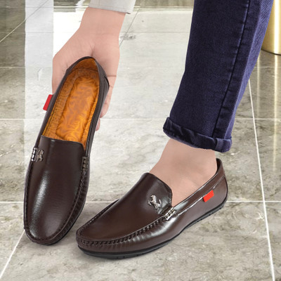 MADHUVIMAL Slip-On Boat Loafer Loafers For Men(Brown , 10)