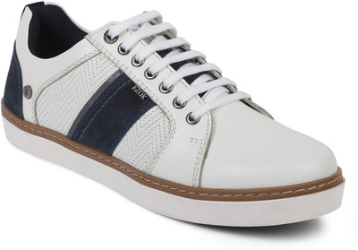 Ezok Men Lace Up Leather Sneakers For Men(White , 6)