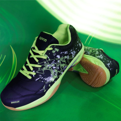 AIVIN Breeze Badminton Shoes For Men(Black, Green , 5)