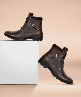 Allen Cooper Genuine Premium Leather Luxury High-Top Ankle Boots For Men(Brown , 10)