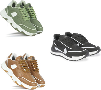 Walkivo Men’s Synthetic leather Shoes | Office & Party Wear Lace‑Up Design Lace Up For Men(Olive, Tan, Black , 9)