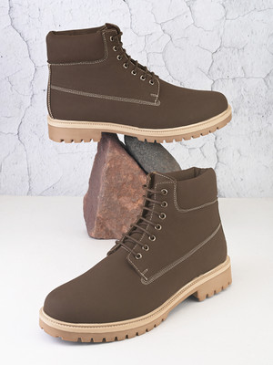 Roadster Comfortable Outdoor Synthetic Leather Boots For Men(Brown , 9)