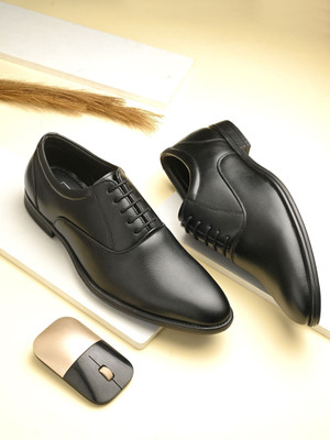 PORT Men's Black Comfortable Lightweight Outdoor Lace Up Classy Formal Shoes For Men(Black , 8)