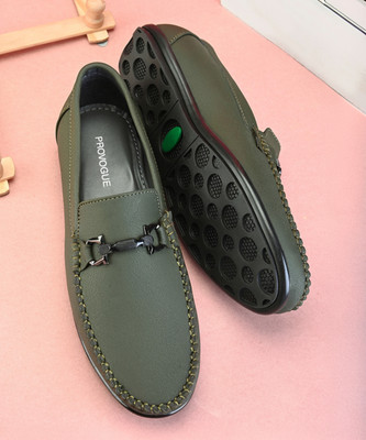PROVOGUE Men's Horesbit Pu Loafers Loafers For Men(Olive , 6)