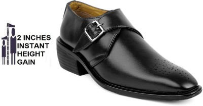 BXXY Men's Black Height increasing Latest Formal Party wear Monk Shoes Monk Strap For Men(Black)