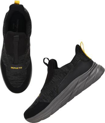 Impakto by Ajanta AS3288 Slip On Sneakers For Men(Black , 6)