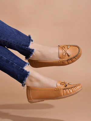 SHOETOPIA Girls Slip on Ballerinas(Tan, 10 Years)