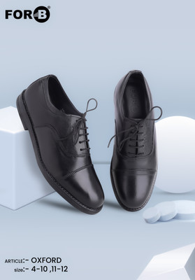 FOR-B FOR B Men's Genuine Leather Lace Up Police Uniform Dress Formal Shoes Party Wear Party Wear For Men(Black , 10)