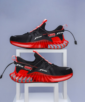 ATOM Good Vibes Sneakers For Men(Black, Red , 8)