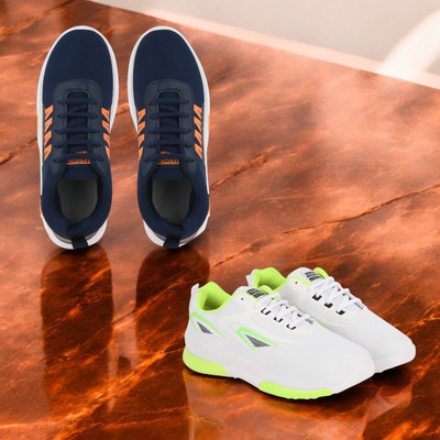 Skystring Walking Shoes For Men(Navy, Orange, White , 8)