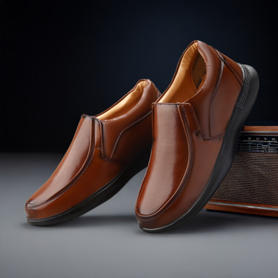 Zixer Men's Italian Fashion Leather Shoes Classic Formal Shoes for Men Oxford Office Slip On For Men(Tan , 10)