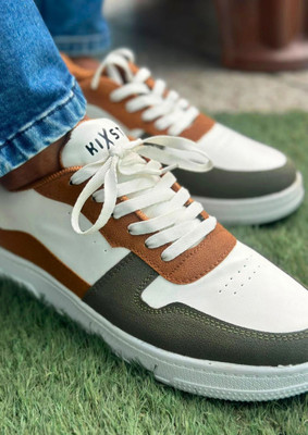 BalanSole Kixsta Men's White Olive Casual Sneakers Lightweight, Stylish, Anti-Slip Sole Sneakers For Men(Olive , 6)